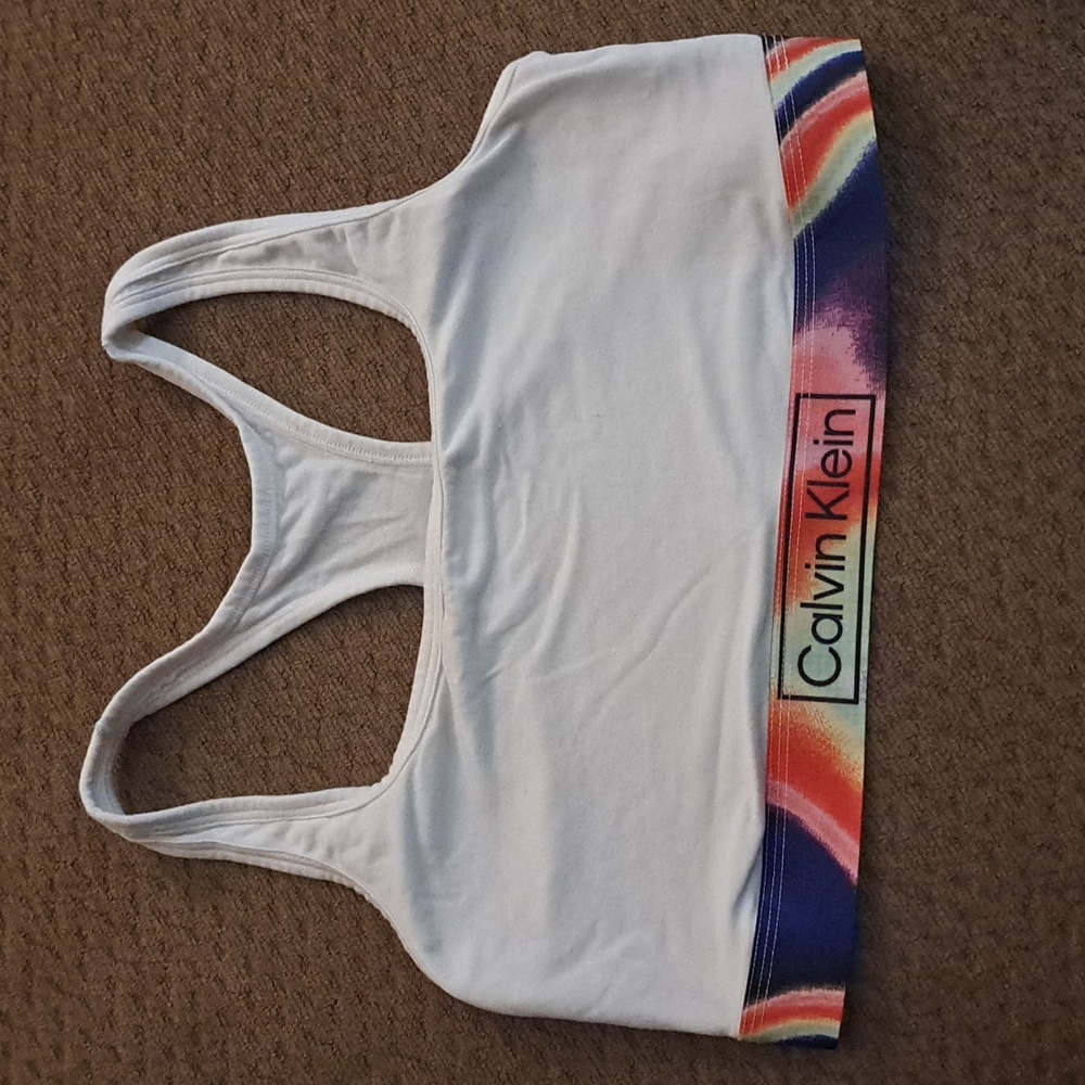 Calvin Klein Racerback Exercise Running Sportsbra White Size: XL